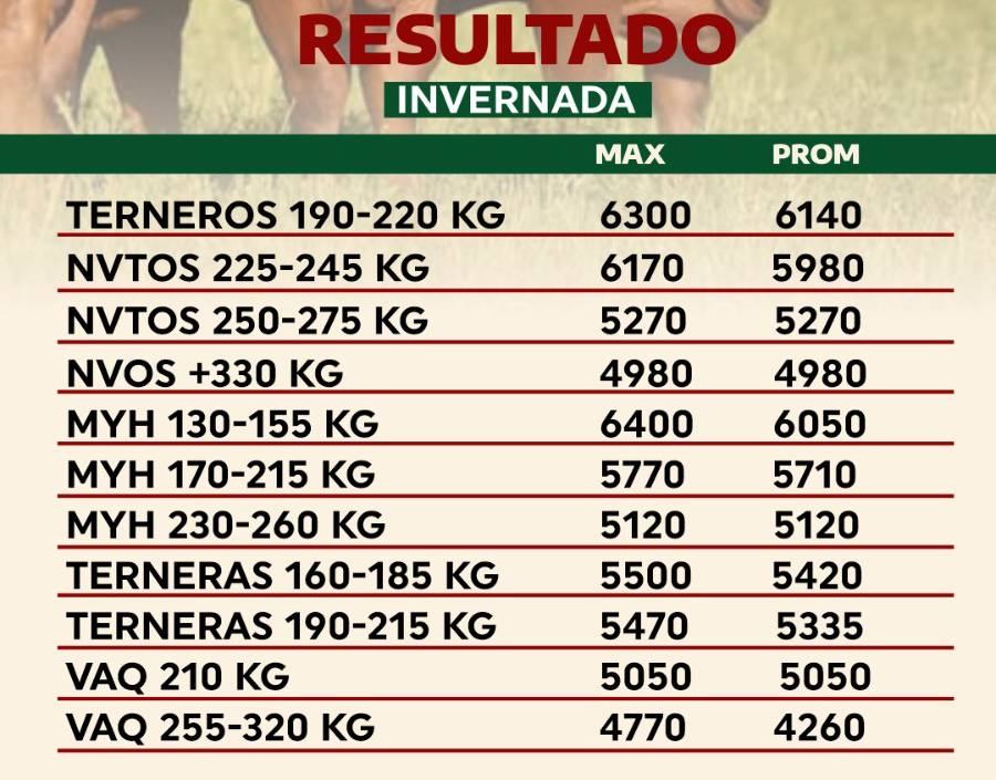 Resultados del remate